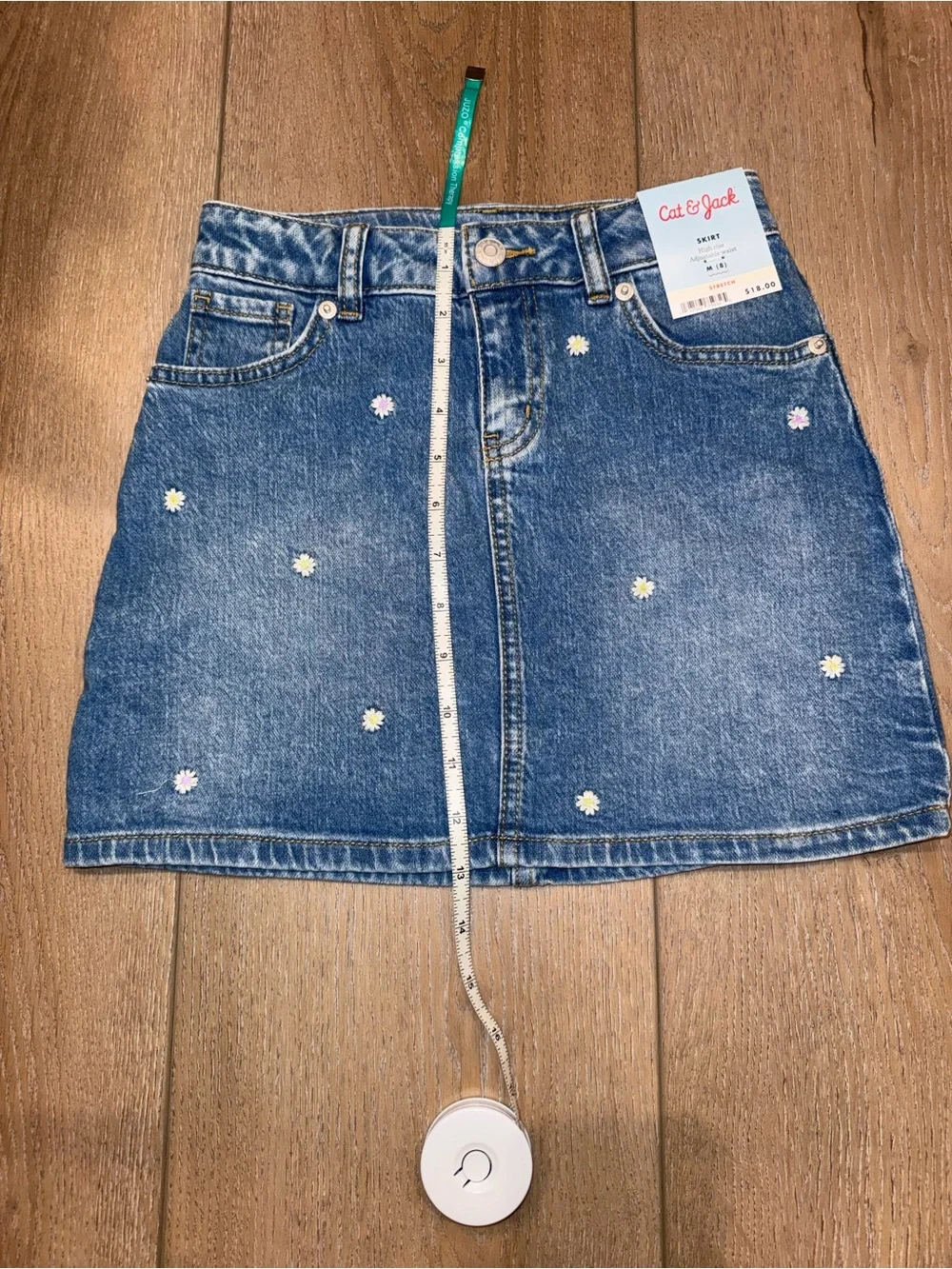 Cat & Jack Blue Denim Skirt with Daisy Embroidery